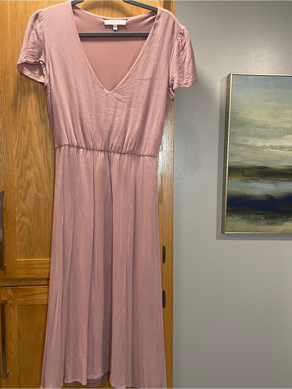 Wayf Dusty Rose V-Neck Midi Dress